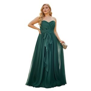 Elegant Green Strapless Evening Gown Plus Size 2X